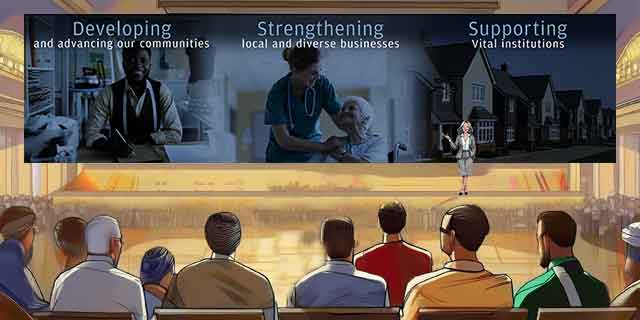 Wide screen presentation at conference